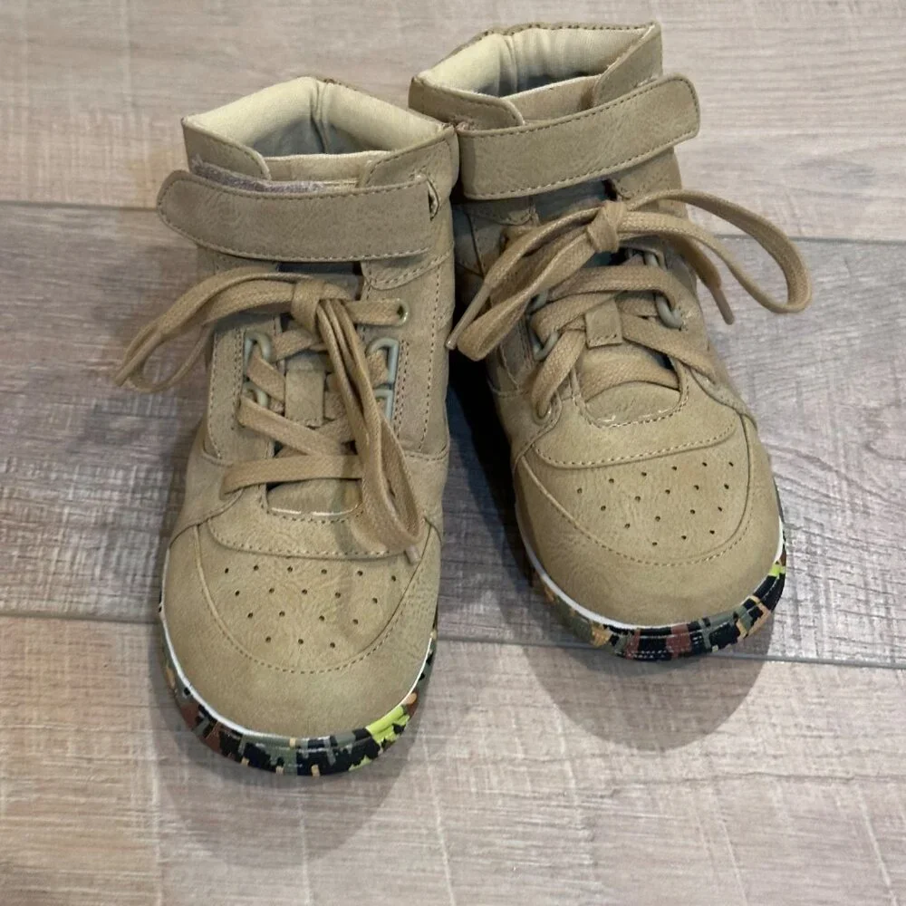 DEZZYS BOYS BROWN HIGH TOP SNEAKERS BOOT SHOES SIZE 11